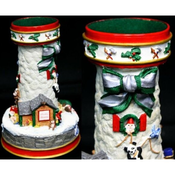 2 Danbury Cheryl Collin Lighthouse Xmas Candlestick Filling Santa Sack Waiting - Picture 5 of 13